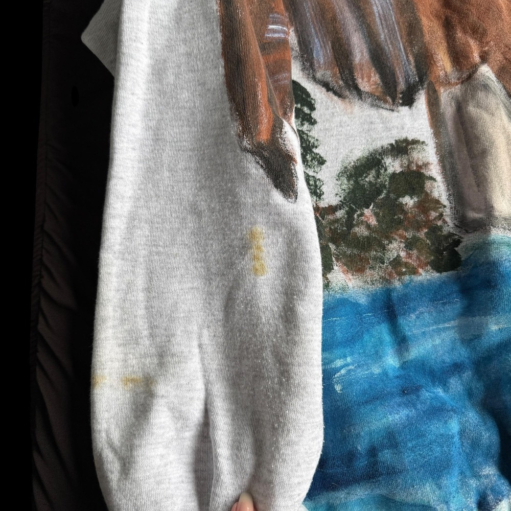 Vintage Bald Eagle Sweatshirt Mens 3XL Gray Jerzees Hand Painted USA 90s - Picture 8 of 8